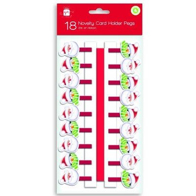 Novelty Christmas Santa Hat Card Holder 18 Pegs