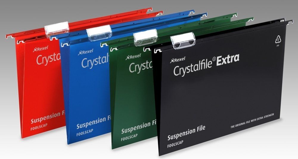 Rexel Crystalfile Extra Foolscap Suspension File 15mm Green (25) - Image 1