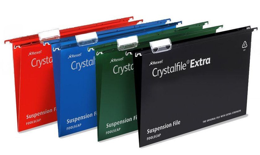 Rexel Crystalfile Extra Foolscap Suspension File 30mm Green (25) - Image 1