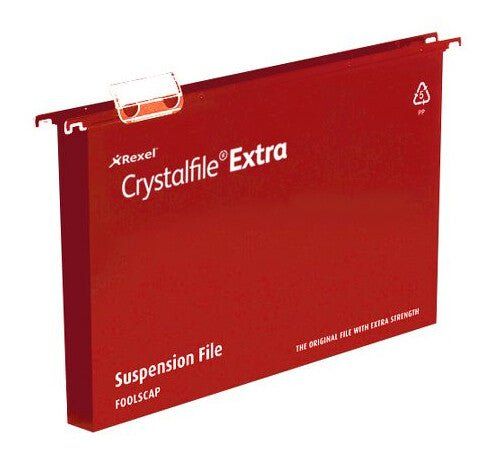Rexel Crystalfile Extra Foolscap Suspension File 30mm Red (25) - Image 1