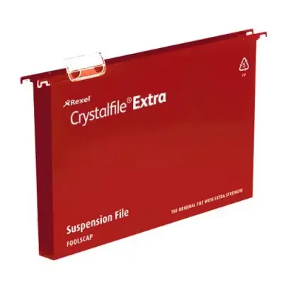 Rexel Crystalfile Extra Foolscap Suspension File 30mm Red (25) - Thumbnail 2