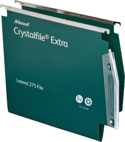 Rexel Crystalfile Extra `275` Lateral File 15mm Green (25) - Thumbnail 2