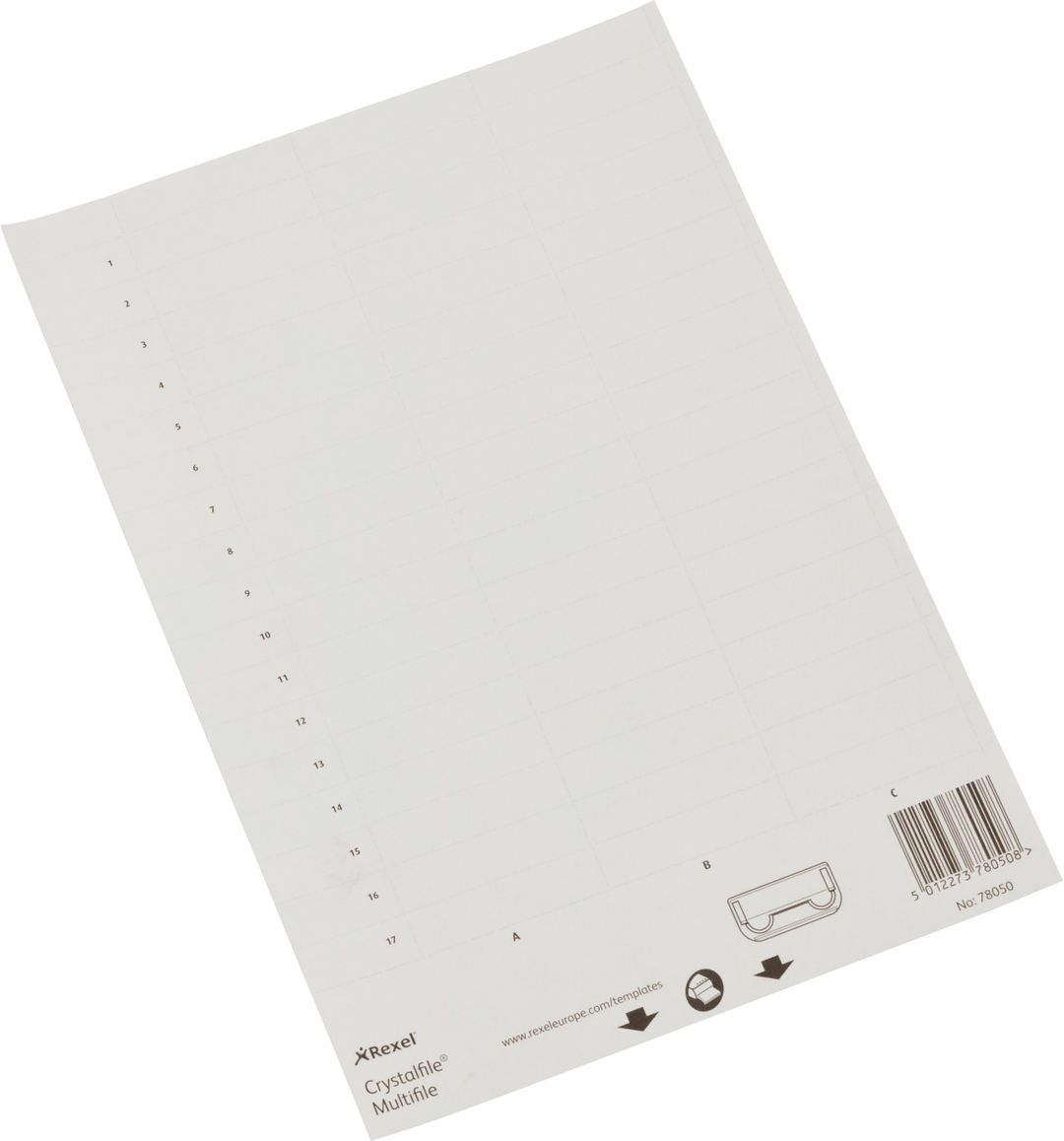 Rexel Crystalfile Crystal Printable Tab Inserts White (50) - Image 1