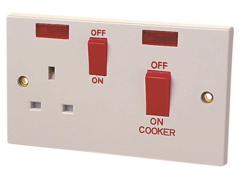 Dencon 4457NB Double Pole Switch 45A With Switched Socket 13A - Image 1