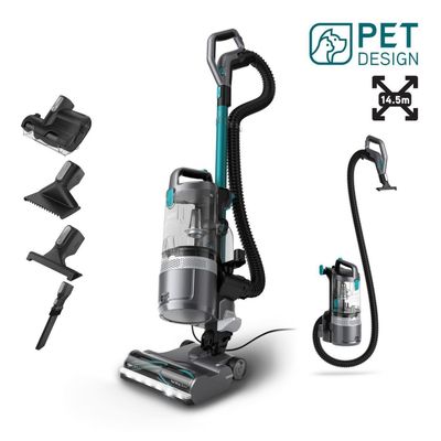 VAX LiftOut Reach Pet Design Upright Bagless Vacuum Cleaner - Graphite & Teal, Silver/Grey,Blue
