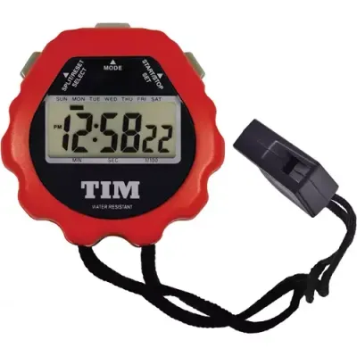 Acctim Sprint Water Resistant Stopwatch Red With Lanyard and Whistle - TIM901R - Thumbnail 2