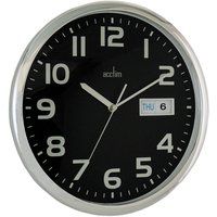 Acctim Supervisor Quartz Wal Clock With Day and Date Display 320mm Diameter Chrome and Black - 21023 - Thumbnail 2
