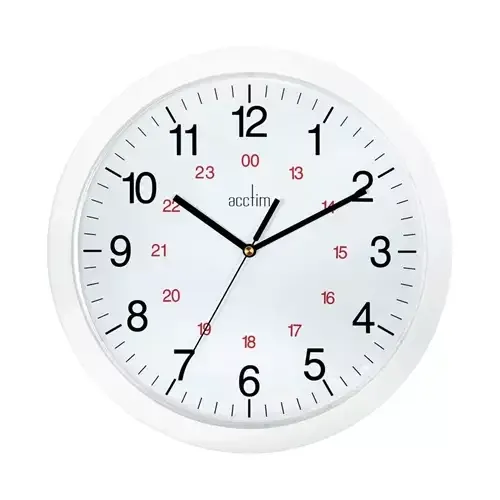 Acctim Metro Quartz 24 Hour Wall Clock 300mm Diameter White - 21162 - Image 1