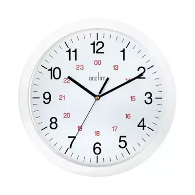 Acctim Metro Quartz 24 Hour Wall Clock 300mm Diameter White - 21162