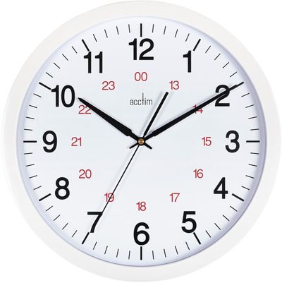 Acctim Metro Quartz 24 Hour Wall Clock 355mm Diameter White - 21202