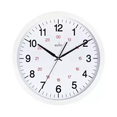 Acctim Metro Quartz 24 Hour Wall Clock 355mm Diameter White - 21202 - Thumbnail 2