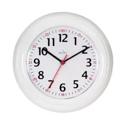 Acctim Wexham Quartz 24 Hour Wall Clock 225mm Diameter White - 21862