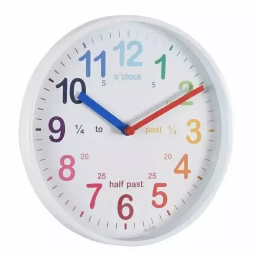 Acctim Wickford Time Teaching Wall Clock With Multi-coloured Numbers and White Edging - 22522 - Image 1