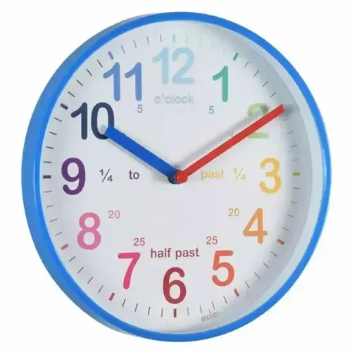 Acctim Wickford Time Teaching Wall Clock With Multi-coloured Numbers and Blue Edging - 22529 - Image 1