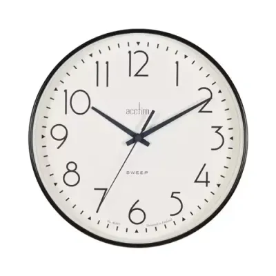 Acctim Earl Quartz Non-Ticking Silent Sweep Wall Clock 250mm Diameter Black - 22563 - Thumbnail 2