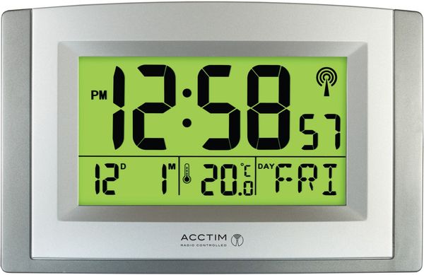 Acctim Stratus Radio Controlled LED Wall/Desk Clock Black/Silver 74053