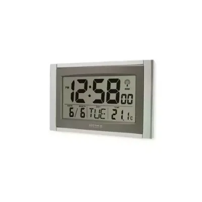 Acctim Stratus Radio Controlled LCD Digital Wall/Desk Clock Silver - 74057