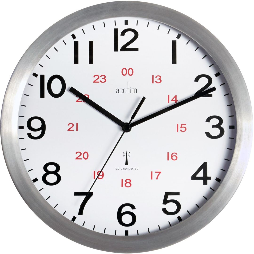 Acctim Century 24 Hour Radio Controlled Clock Aluminium 74457 - Image 1