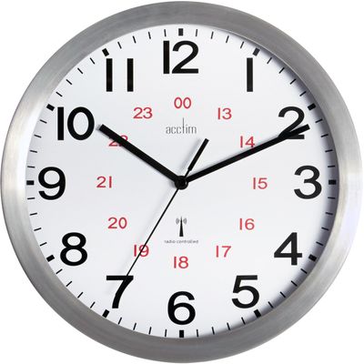 Acctim Century 24 Hour Radio Controlled Clock Aluminium 74457