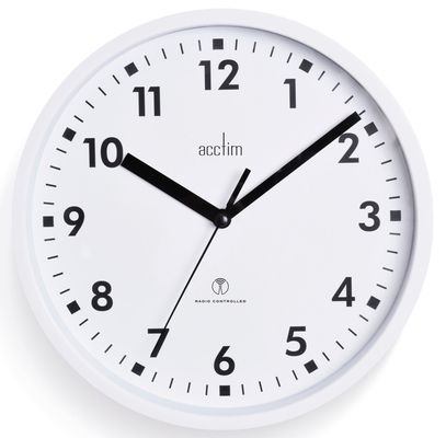 Acctim Nardo Radio Controlled Wall Clock 200mm Diameter White - 74662