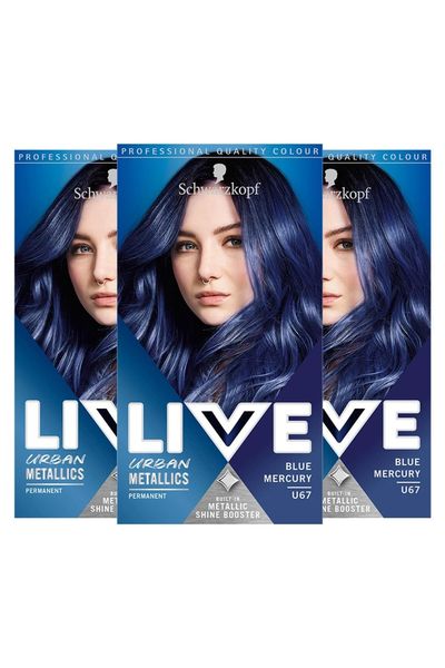 Schwarzkopf Women's LIVE Blue Mercury 'Hair Dye' Urban Metallics U67 3 Pack