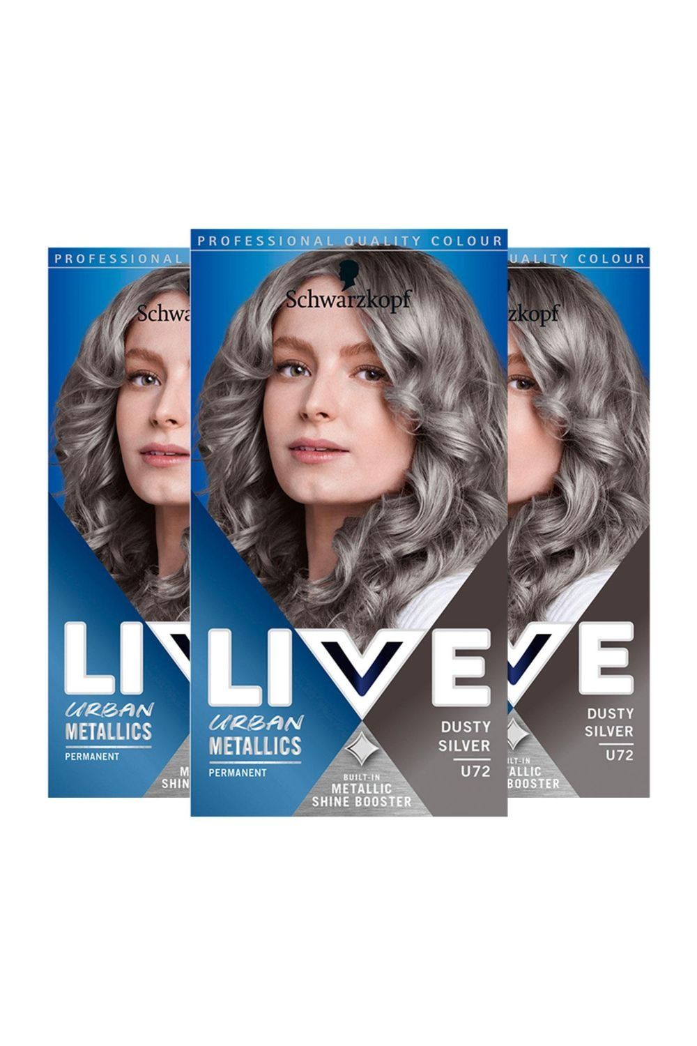 Schwarzkopf Live Metallic Shine Booster Permanent Hair Dye U72 Dusty Silver - Buy 1 / 1 - Image 1