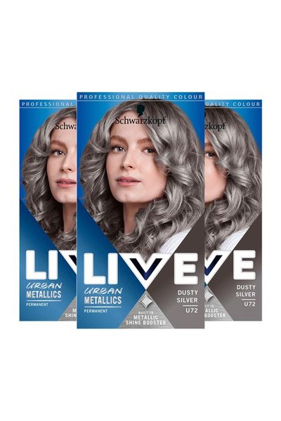Schwarzkopf Live Metallic Shine Booster Permanent Hair Dye U72 Dusty Silver - Buy 1 / 1