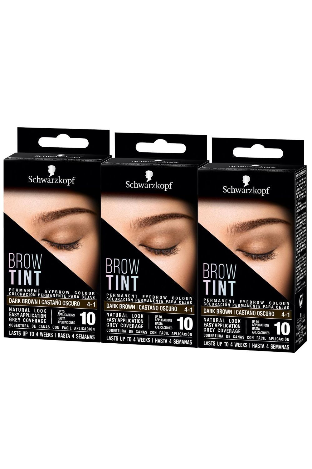 Schwarzkopf Brow Tint Professional Dark Brown Permanent Eyebrow Dye Tinting Kit - Buy 3 - Dark Brown / 6cm / 0.12kg - Image 1