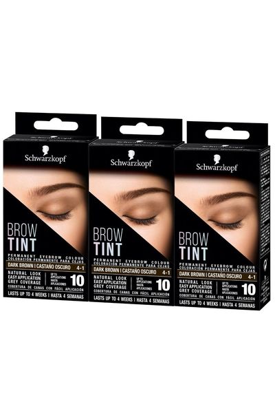 Schwarzkopf Brow Tint Professional Dark Brown Permanent Eyebrow Dye Tinting Kit - Buy 3 - Dark Brown / 6cm / 0.12kg