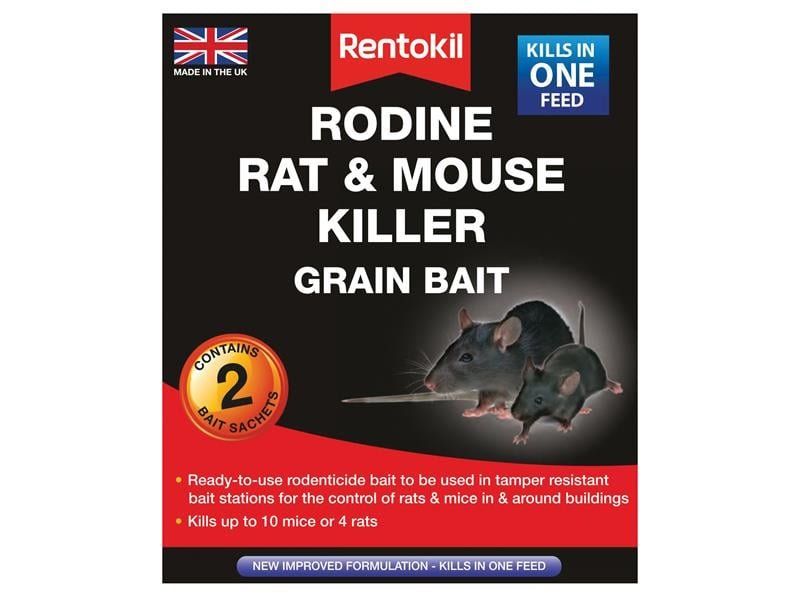 Rentokil PSMR11 Rodine Rat & Mouse Killer Grain Bait (Sachets 2) - Image 1