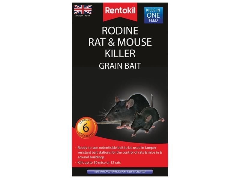 Rentokil PSMR13 Rodine Rat & Mouse Killer Grain Bait (Sachets 6) - Image 1