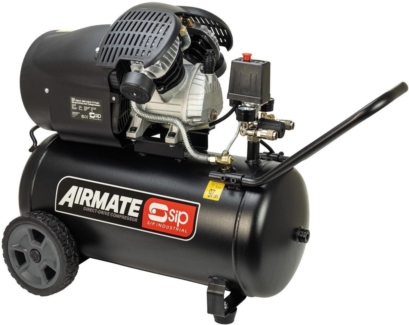 Sip 05325 Ddvt 3Hp 50Ltr V-Twin Direct Drive Compressor - Image 1