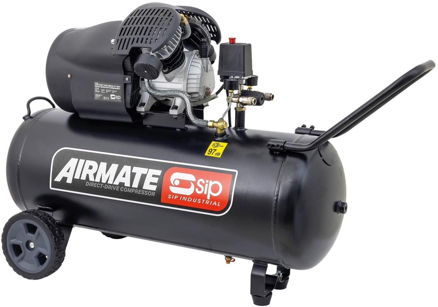 Sip 06455 Ddvt 3Hp 100Ltr V-Twin Direct Drive Compressor - Image 1