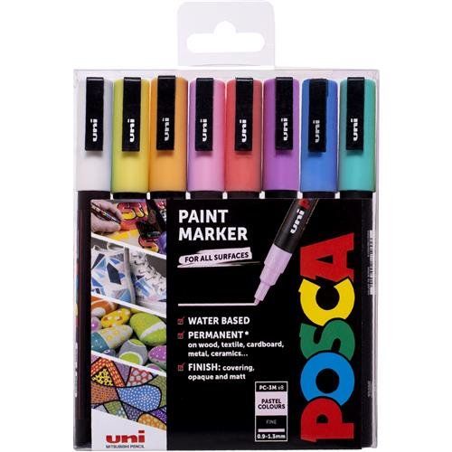 Posca PC-3M Paint Marker Assorted Pastel Colours (Pack 8) - 238212174 - Image 1