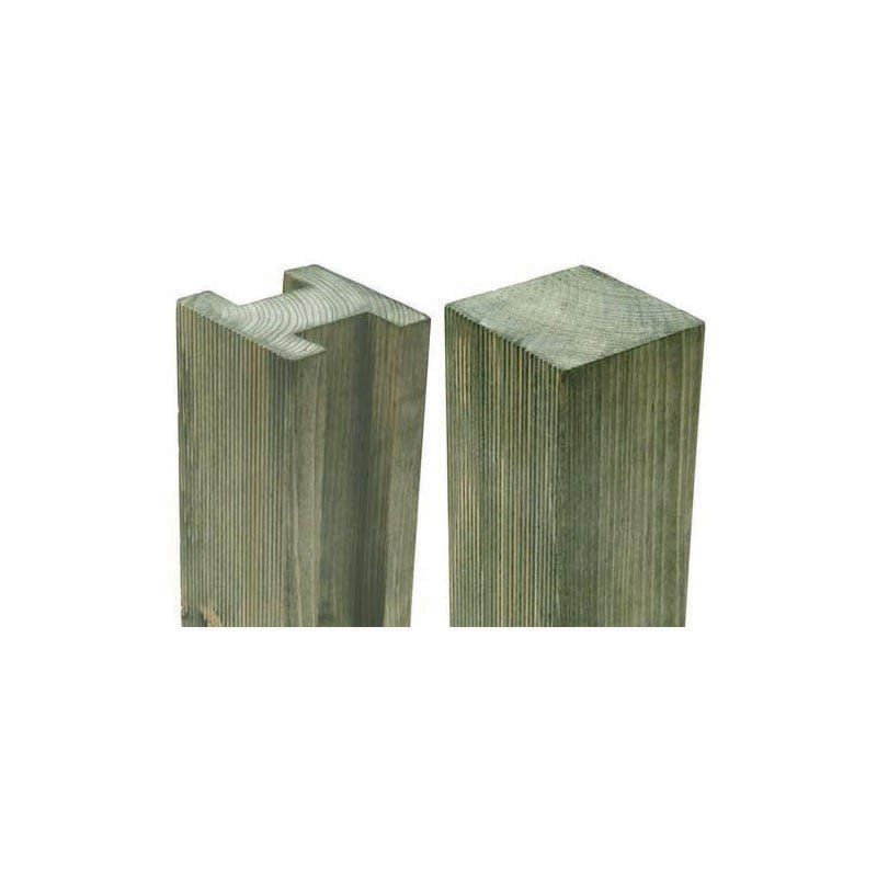 7'11" x 3.7" x 3.7" Forest Reeded Slotted Pressure Treated Fence Post (2.4m x 94mm x 94mm) - Image 1