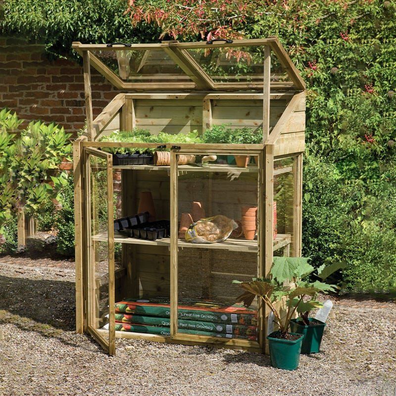 4'x2' Forest Wooden Small Mini Lean To Greenhouse (1.2x0.62m) - Image 1