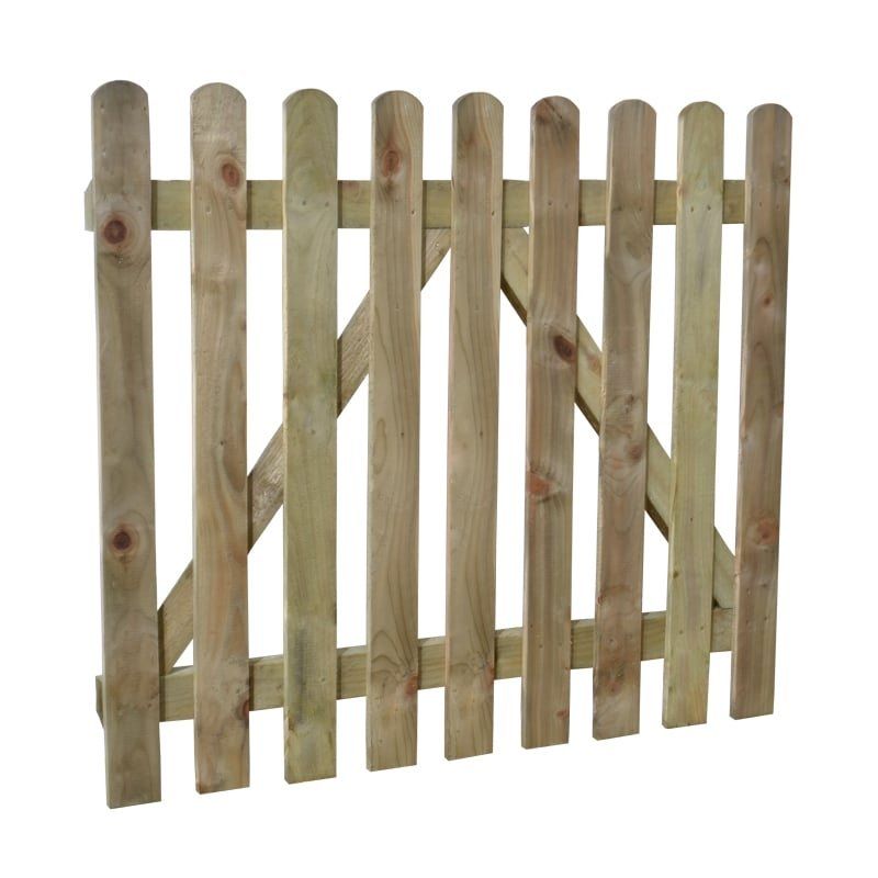 Forest Heavy Duty 3'3" x 3' Pressure Treated Wooden Picket Garden Gate (1m x 0.9m) - Image 1