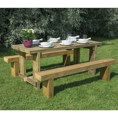 Refectory Table and Sleeper Benches Set 1.8m