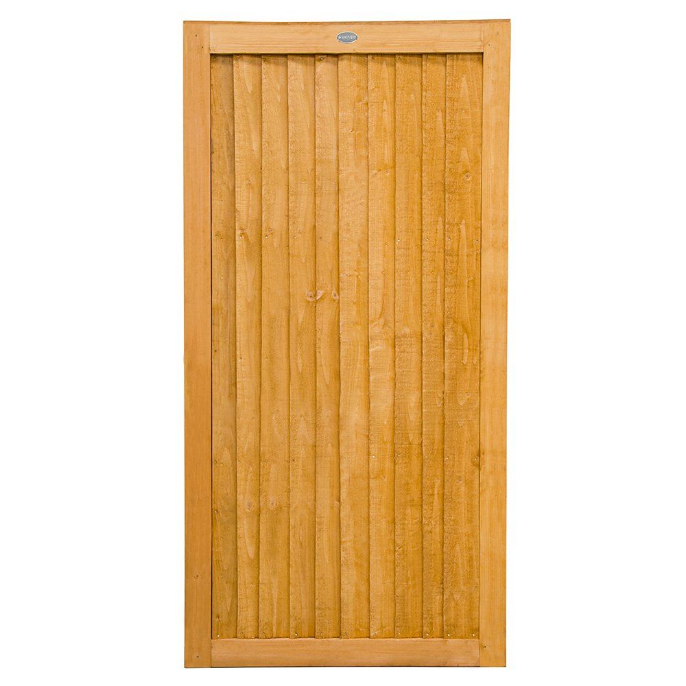 Forest Garden Closeboard Heavy Duty Timber Gate Treated 1820mm x 910mm Golden Brown - Image 1