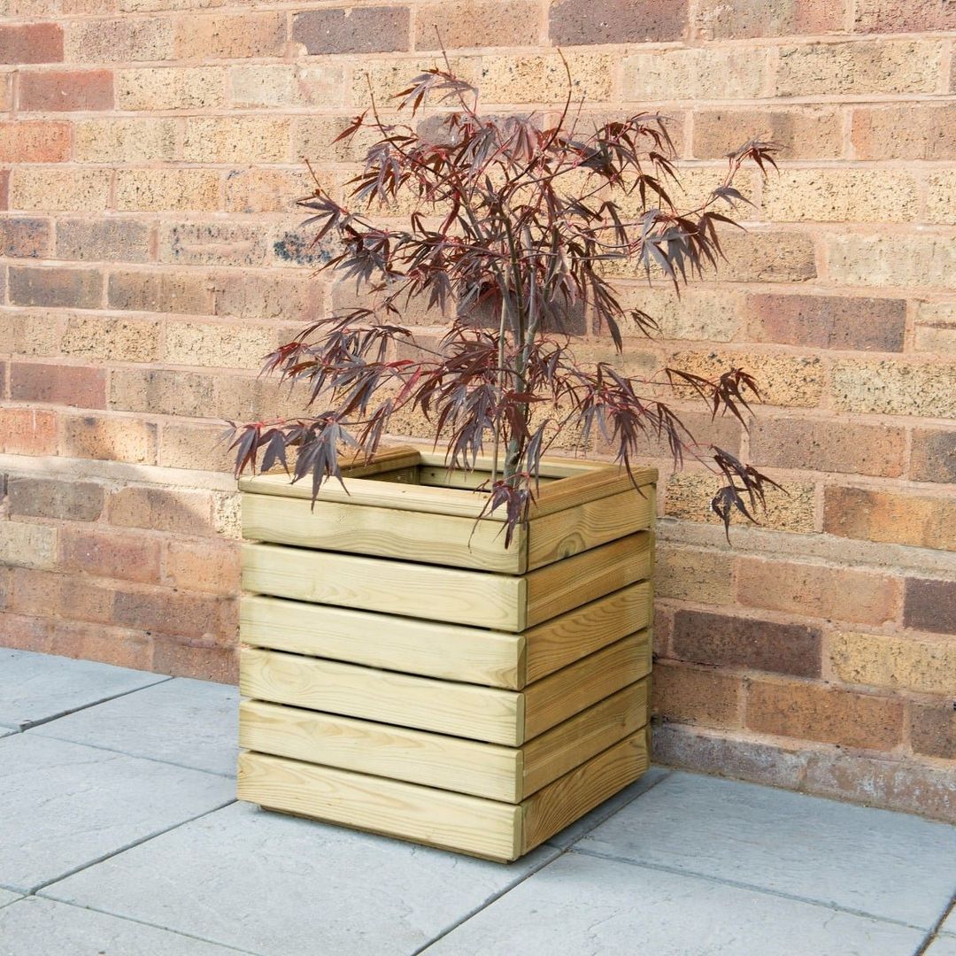 Forest Linear Square Wooden Garden Planter 1'x1' (0.4x0.4m) - Image 1