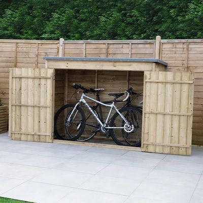 6'5 x 2'10 Forest Overlap Double Door Wooden Bike Shed / Pressure Treated (no floor)