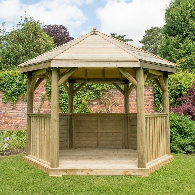 12'x10' (3.6x3.1m) Luxury Wooden Garden Gazebo with Traditional Timber Roof - Seats up to 10 people - Image 1