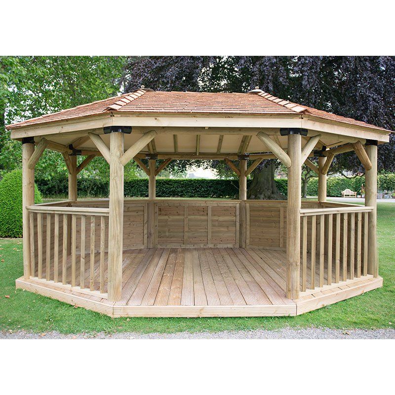 17'x12' (5.1x3.6m) Premium Oval Wooden Garden Gazebo with New England Cedar Roof - Seats up to 22 people - Image 1