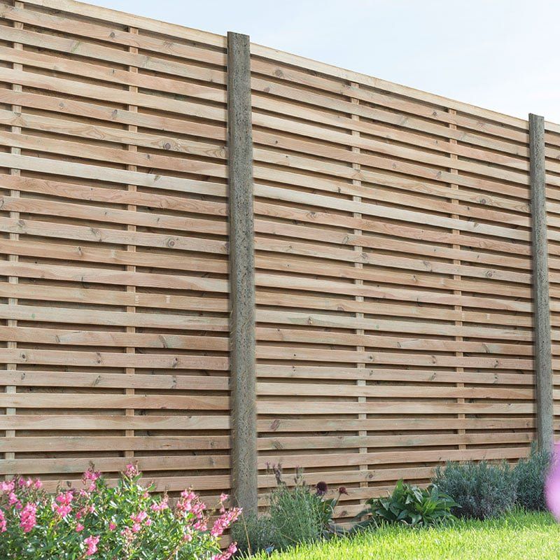 Forest 6' x 6' Pressure Treated Contemporary Double Slatted Fence Panel (1.8m x 1.8m) - Image 1