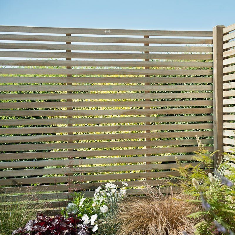 Forest 6' x 6' Pressure Treated Contemporary Slatted Fence Panel (1.8m x 1.8m) - Image 1
