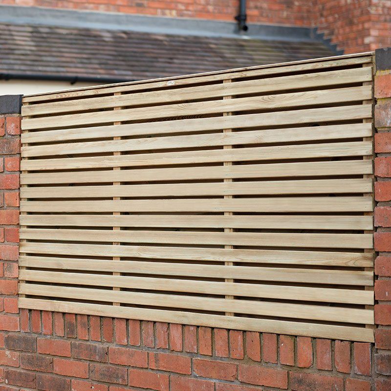 Forest 6' x 3' Pressure Treated Contemporary Double Slatted Fence Panel (1.8m x 0.91m) - Image 1