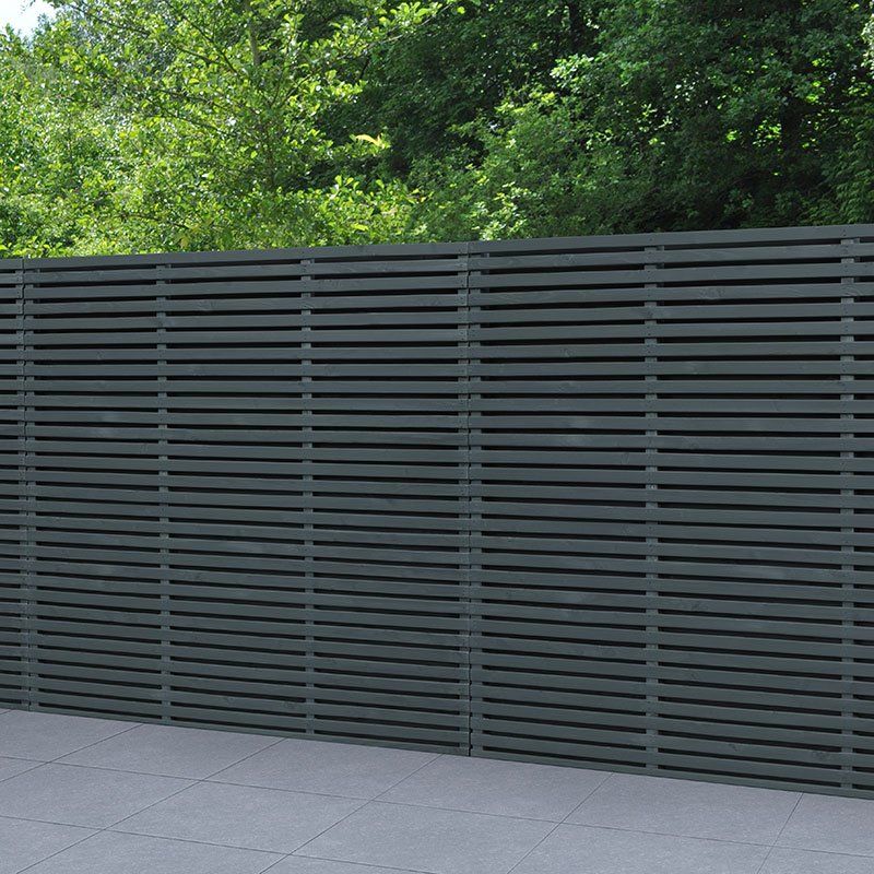 Forest 6' x 6' Contemporary Grey Double Slatted Fence Panel (1.8m x 1.81m) - Image 1