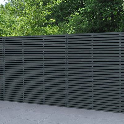 Forest 6' x 6' Contemporary Grey Double Slatted Fence Panel (1.8m x 1.81m)