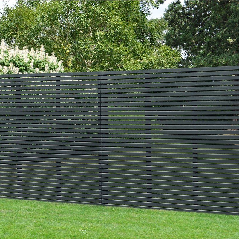 Forest 6' x 6' Contemporary Grey Slatted Fence Panel (1.8m x 1.8m) - Image 1