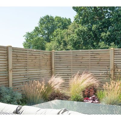 Forest 6' x 5' Pressure Treated Contemporary Double Slatted Fence Panel (1.8m x 1.51m)